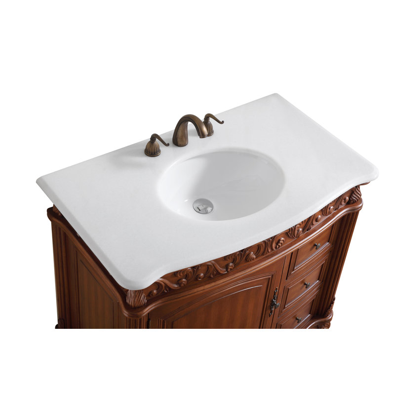 Ensemble de meuble-lavabo simple 36 po Aurillac, Teck, Blanc pur