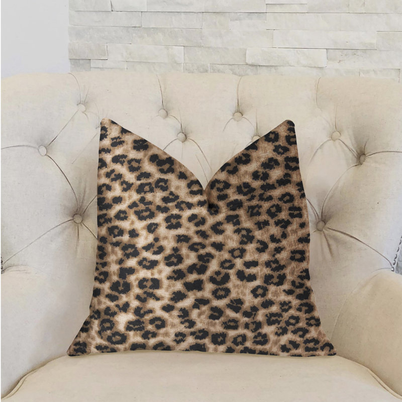 Coussin de luxe pourpre Cheetah, 16 po x 1 po, Brun / Noir, Coussin décoratif