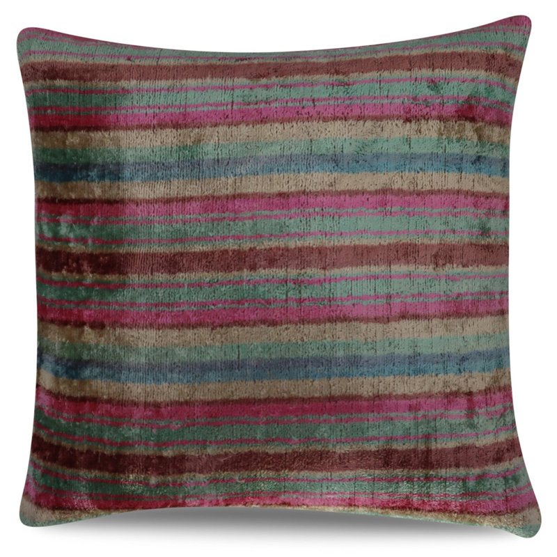 Coussin décoratif fait à la main Canvello, Bleu / rouge / rose, 16 po x 16 po, Carré