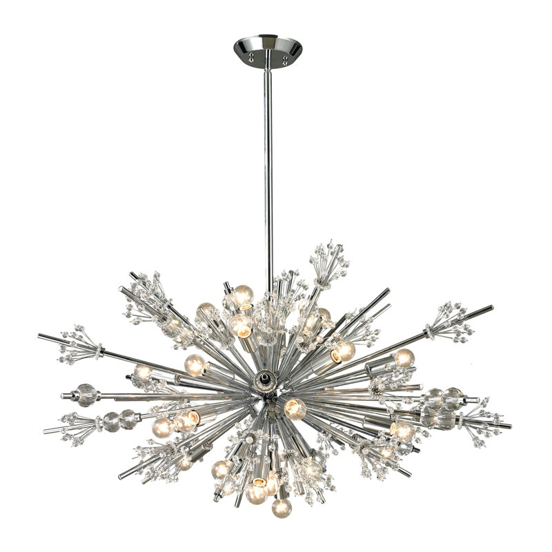 Lustre 24 lumières Starburst - largeur 36 po - chrome poli