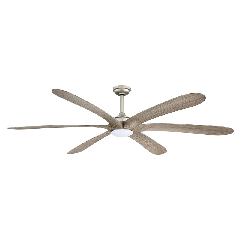 Ventilateur de plafond 72 po à 72 vitesses avec lumières à DEL à intensité variable et télécommande, Nickel / chêne