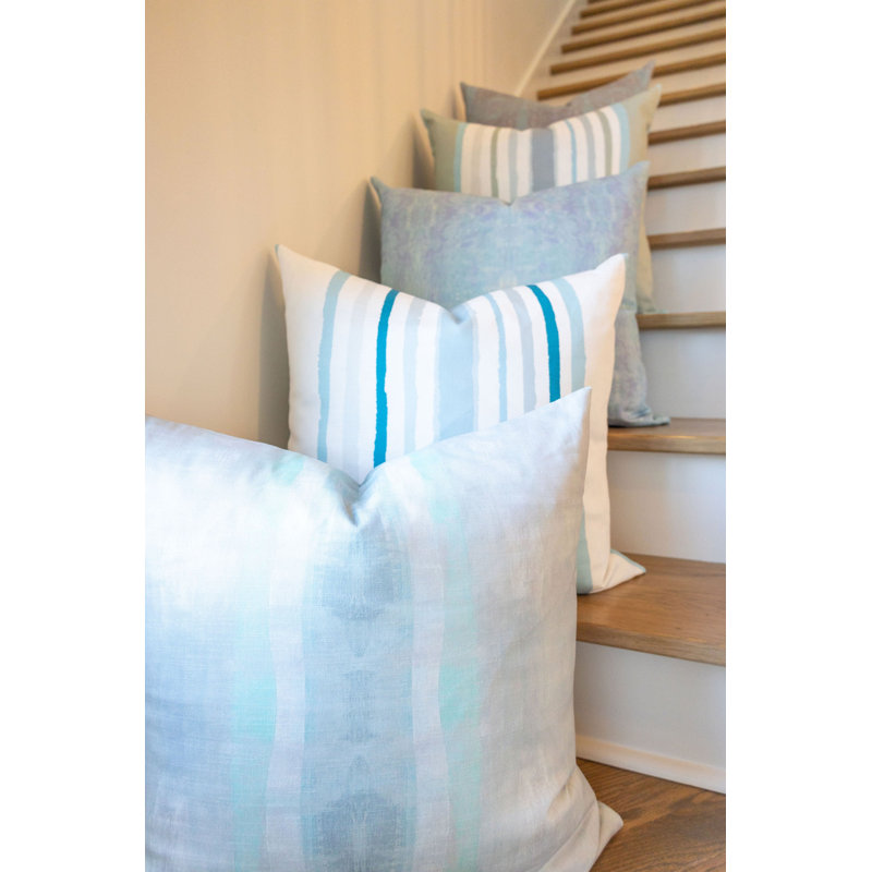 Venetian Stripe Square Pillow Cover & Insert, Lagoon Striped, 22"H x 22"W