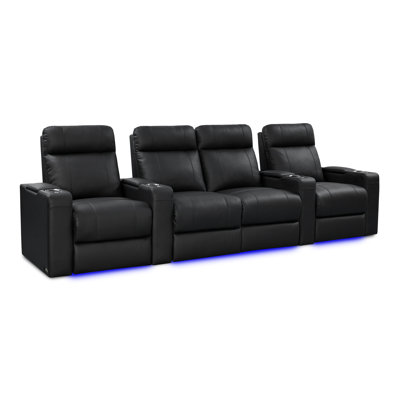 Upholstered Home Theater Seating with Cup Holder