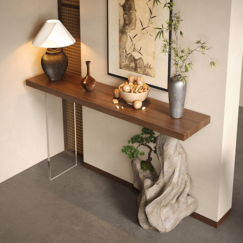 Table d'entrée moderne en bois de pin minimaliste, H 31,5 po x l 47,2 po x P 11,8 po