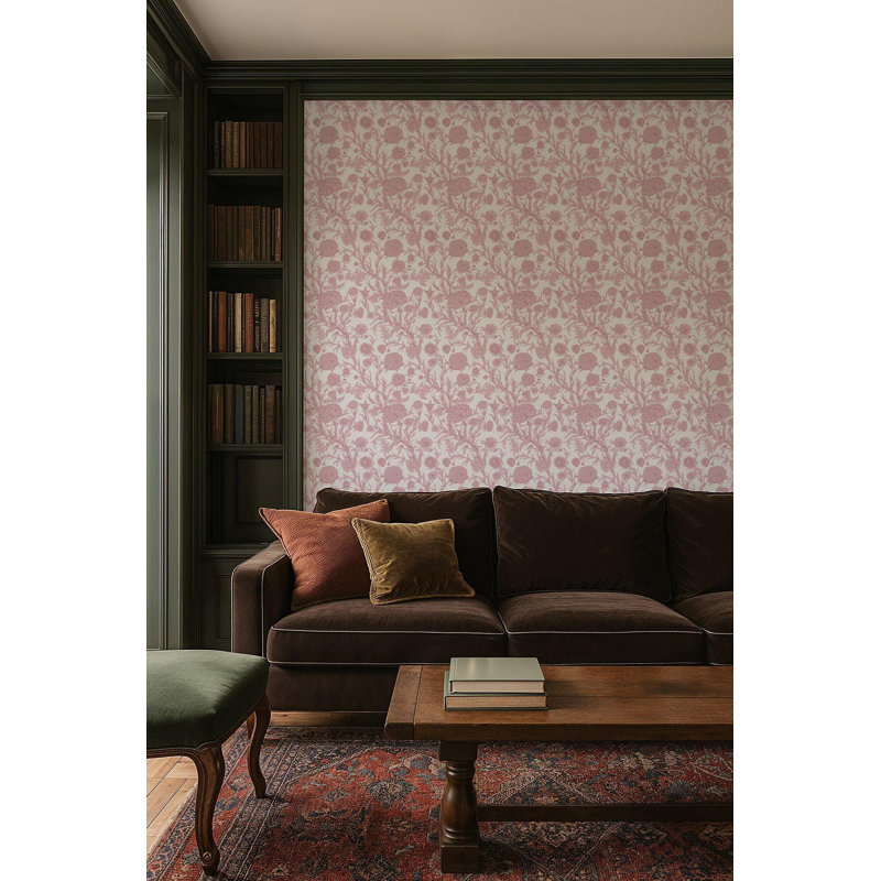 Blooming Thicket - Wallpaper, Dusty Blush, Peel & Stick