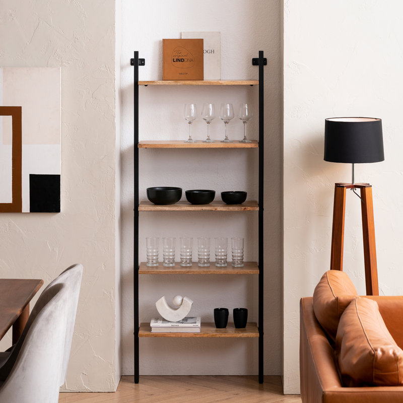 Adrian Solid Wood Ladder Bookcase, Natural