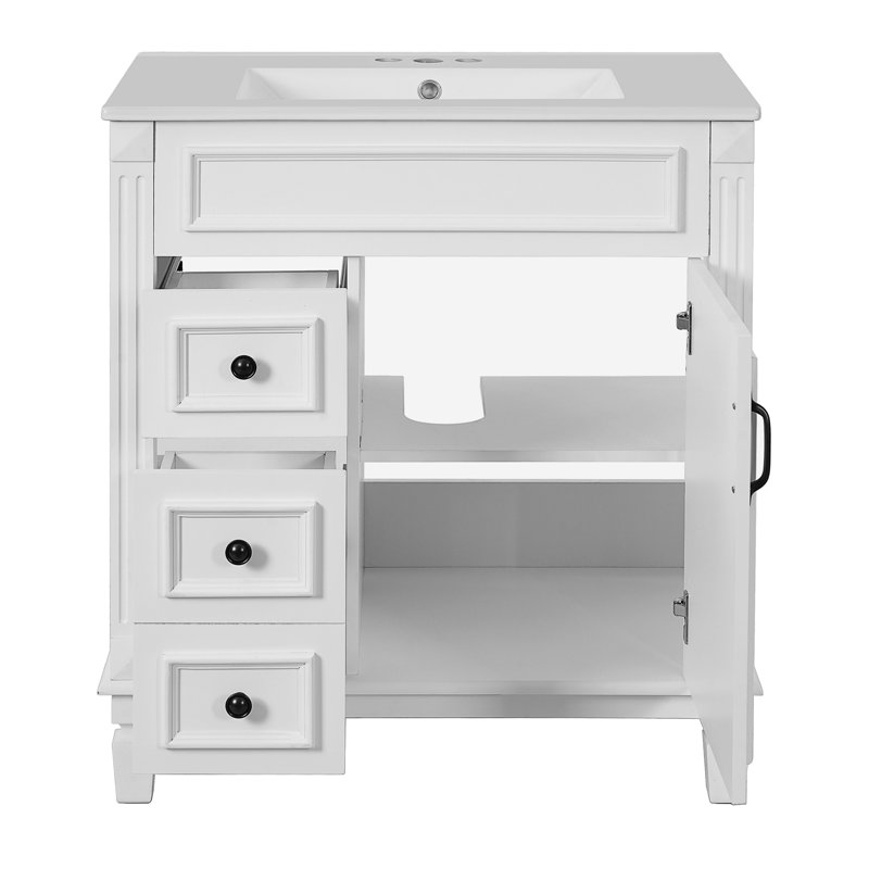 Meuble-lavabo 30 po avec lavabo en céramique, Blanc
