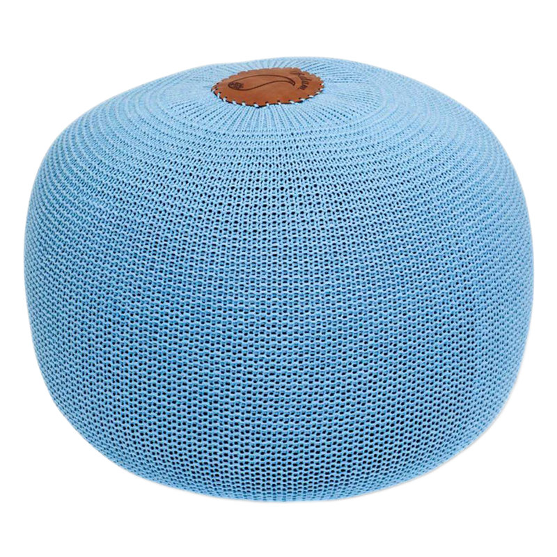 Pouf rond de 19 po de largeur, Bleu clair