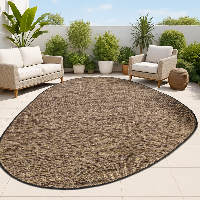 Omid Modern Rustic Abstract Brown/Black Indoor/Outdoor Rug, Novelty  9' x 12'