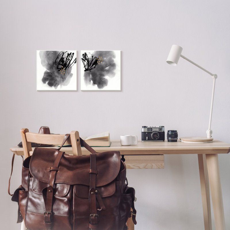 «Energetic Black Lines Abstract Copper Mark Design» par Jacob Green - ensemble de 2 impressions d'art graphique
