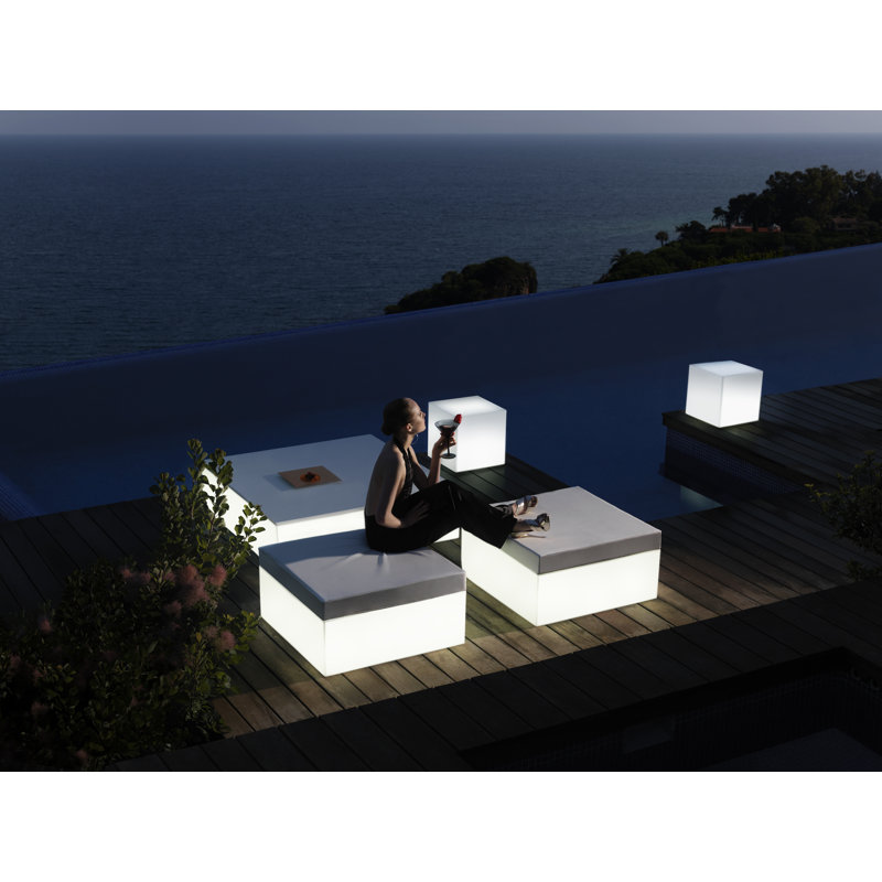 Jut Battery Outdoor Ottoman with Cushion