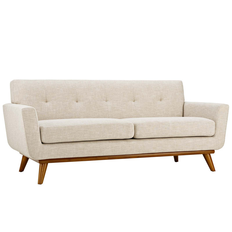 Modway Engage Upholstered Fabric Loveseat, Beige Polyester Blend