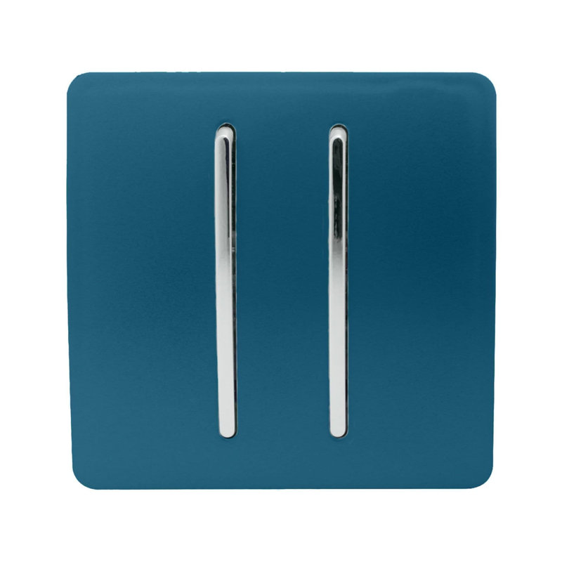 Trendi Switch 2 Gang Retractive Home Automation Switch, Midnight Blue