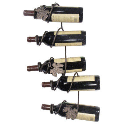 Grapevine 5 Bottle Wall Mounted Wine Bottle Rack by Metrotex Designs