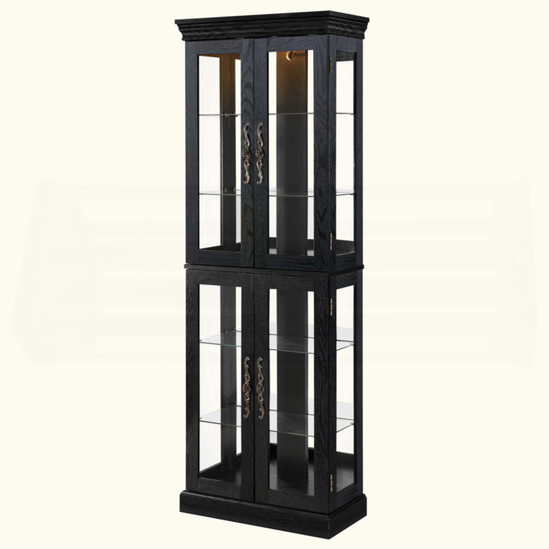Élégante vitrine vitrée éclairée - Rangement à cadre en bois pour le salon, la cuisine et le garde-manger - Ampoule incluse - Idéal pour le vin, les jouets et les objets de collection