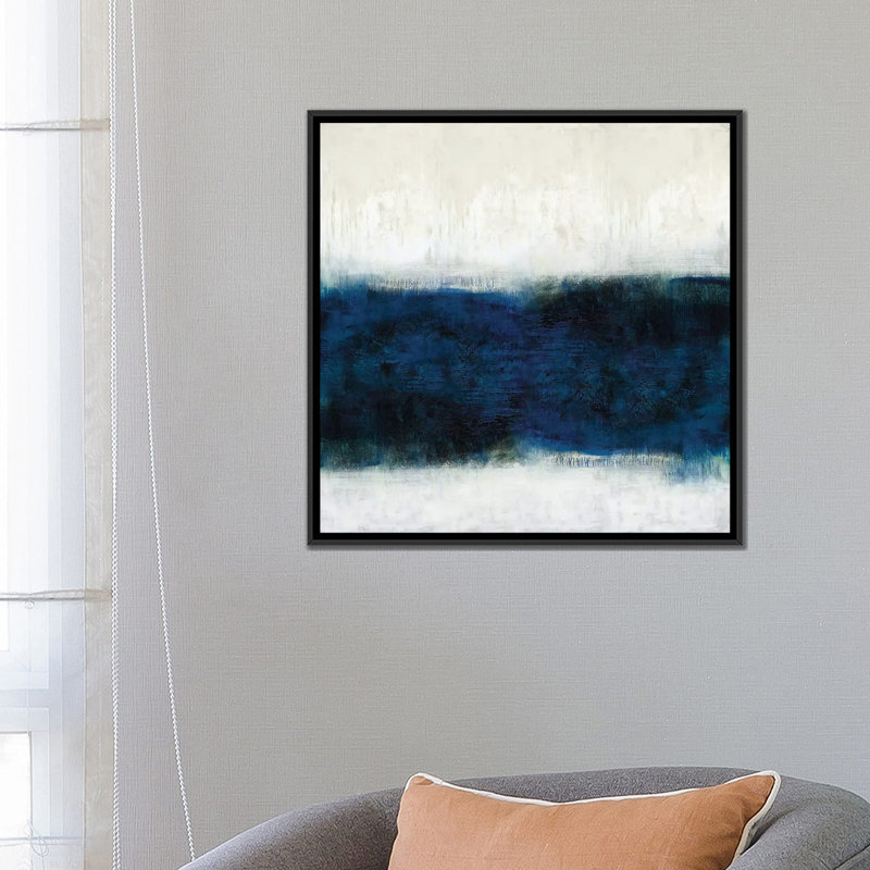 « linear minuit », impression sur toile, H 18 po x l 18 po x P 1,5 po, Toile avec cadre noir, Pas de tapis