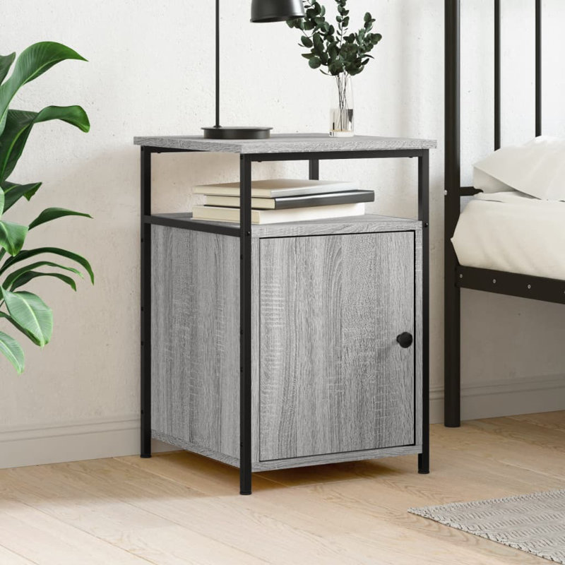 Macbean 40cm W Iron Bedside Table, Grey Sonoma, Individual