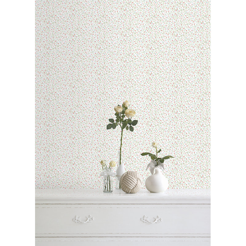 Pretty Prints Mini Floral Wallpaper Roll, Pink/Green