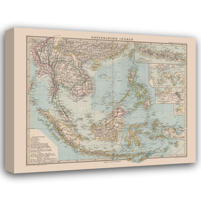 Breakwater Bay Stieler Gallery Wrapped Canvas Art Titled: Southeast Asia, Stieler 1885