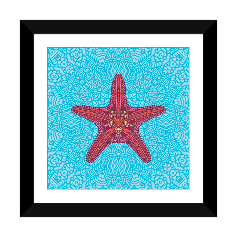 « starfish », impression sur toile tendue, H 24 po x l 24 po x P 1 po, Papier d'art encadré noir, Blanc