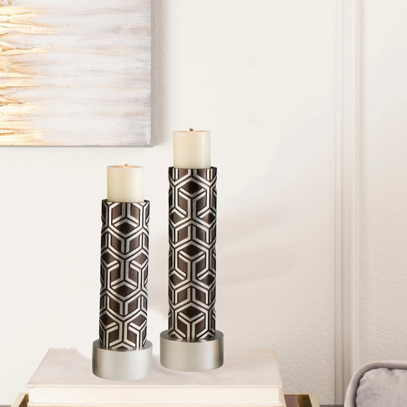 Élégants bougeoirs en polyrésine de style bambou, esthétique rustique moderne pour la décoration intérieure