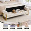Banc de rangement en velours pour chambre à coucher, pieds dorés-1685327943