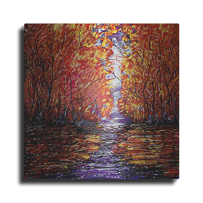 «Red Trees Reflection Abstract» par Lena Owens, H 36 po x l 36 po