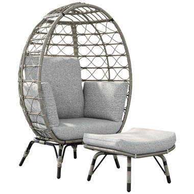 Yitahome  Wicker Hanging Egg Chair With Stand Swing Egg Chair With Cushion  And Stand In Gray