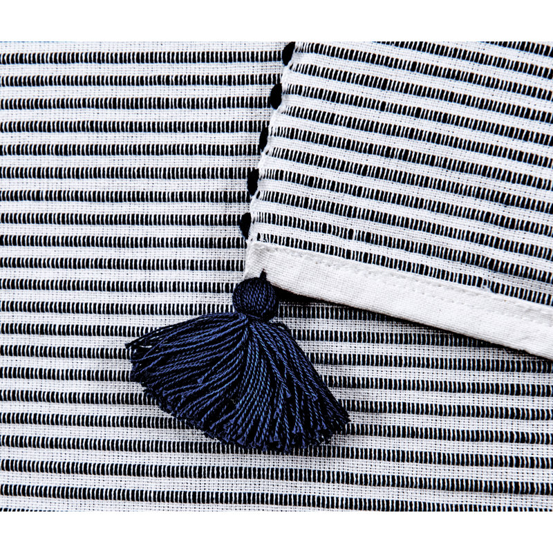 Chemin de table en coton Broder Bree, Bleu marine