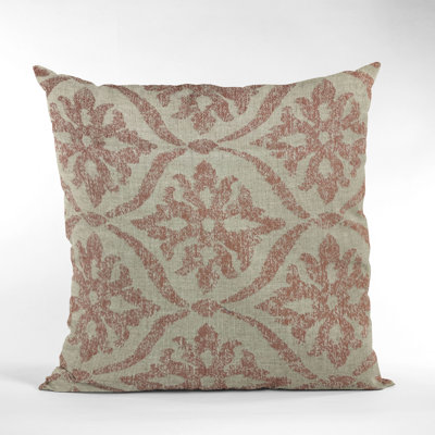 Flowers Linen Blend Damask Indoor / Outdoor Pillow Cover & Insert