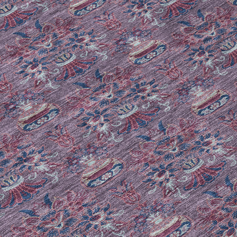 Machine Washable Indoor/Outdoor Chantille ACN2682 Floral Rug, 2'3" x 7'6" Runner, Plum