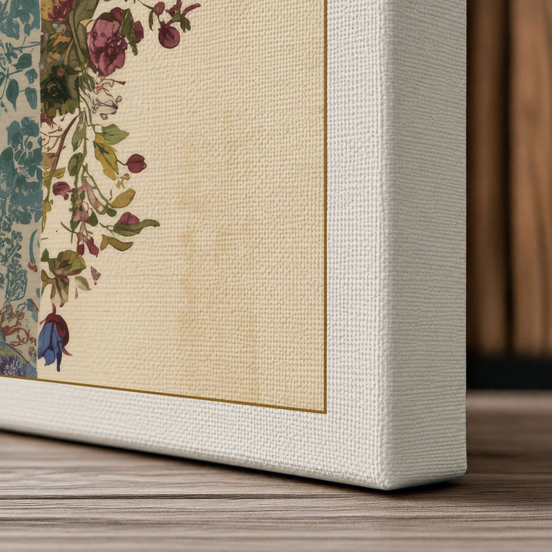Climbing Vine in Bloom Botanical - Wrapped Canvas, 36x24 - 91.4 x 61.0 cm, Cream Border