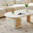 47.2" Modern Irregular Coffee Table with Storage, Semi-Circular Top, Roman Column Base, White & Wood Finish