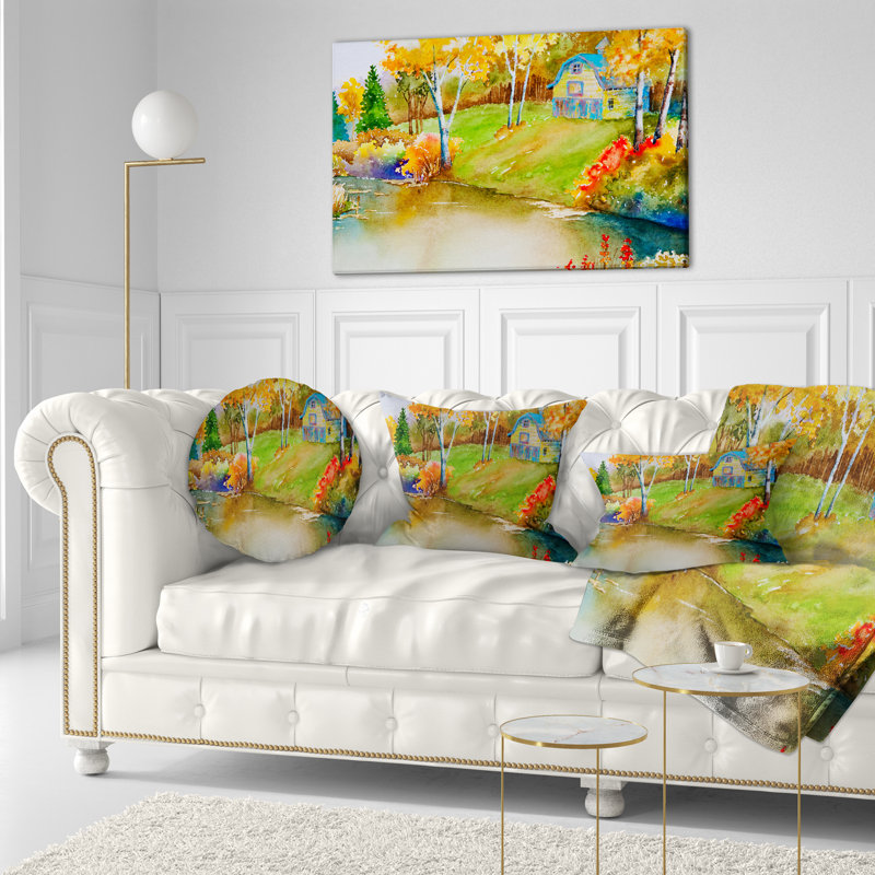 Coussin lombaire Landscape House and Quiet Pond