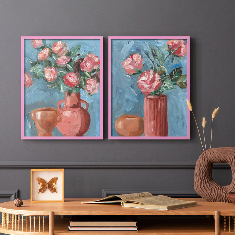 Impression encadrée Rosa Blooms I-Premium - prête à être accrochée - aucun clou requis - aucun clou requis, Rose