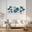 "Blue Floral", reproduction d'art sur toile abstraite (ensemble de 3)-1891592241