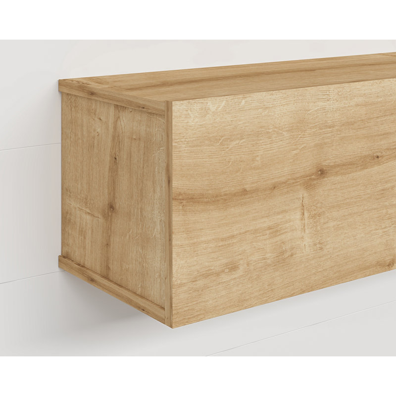 Ozge Modern 71" Floating TV Stand with Storage  Wall-Mounted Media Console for TVs up to 80", Oak