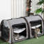 Sac de transport pour chat 39 po, gris - matériau, avec fenêtres en filet pour circulation d'air et visibilité 39 po, conception respirante à deux compartiments