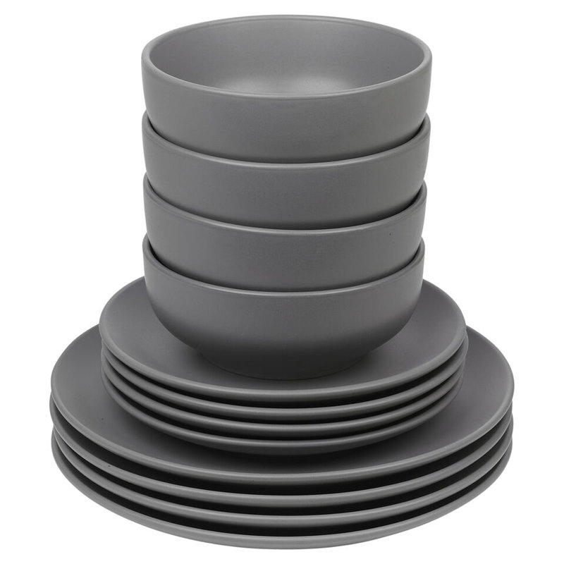 Piece Ceramic Dinnerware Set - Service for 8, Black