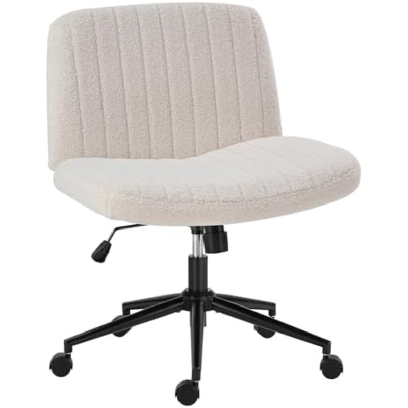 Chaise de bureau Aguilera avec assise large de 66 cm (26 pouces), piètement croisé, sans accoudoirs et à roulettes, Yes