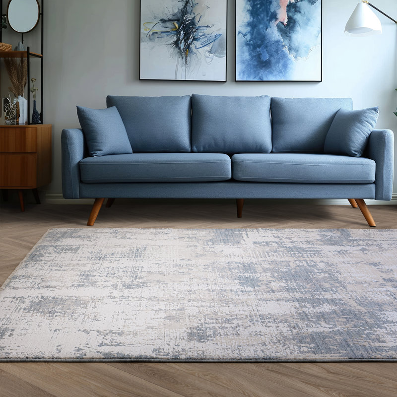 Plaza Abstract Sky Blue Area Rug, Rectangle 200 x 300 cm
