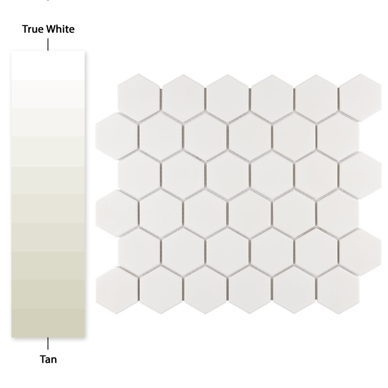 Gotham Hex 2" X 2" Porcelain Honeycomb Mosaic Wall & Floor Tile, White