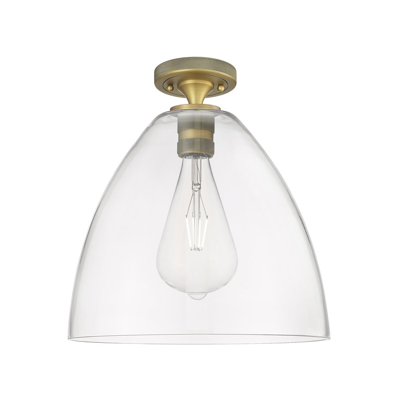 Plafonnier encastré Bristol 1 lumière Saavedra, Laiton brossé, H 9,63 po x l 12 po x P 12 po, Clair