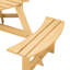 Table de pique-nique ronde pour 6 personnes avec 3 bancs - Bois naturel, imperméable, trou de parasol, mobilier de jardin et de patio résistant à la météo-120274282