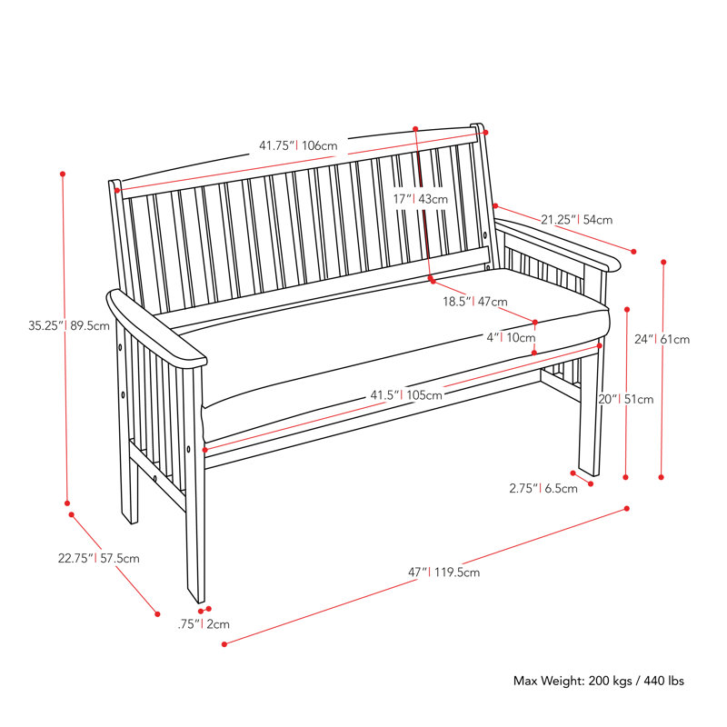 Millersville Solid Wood Outdoor Bench, White