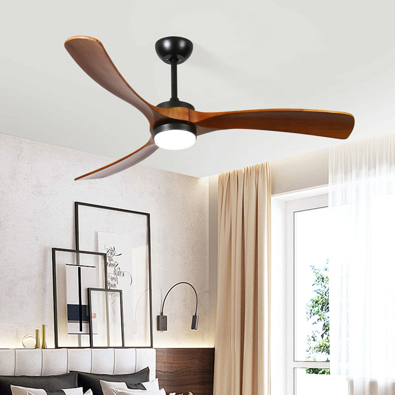 Ventilateur de plafond 52 po 3 feuilles en bois massif