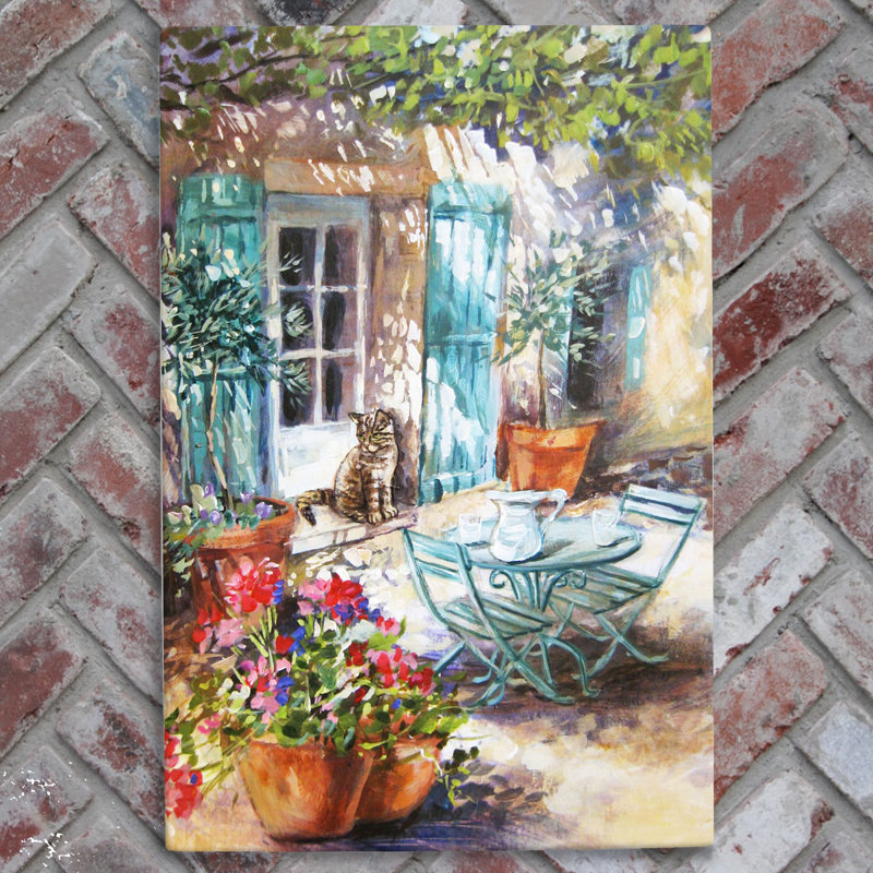 Judith Yates Courtyard Cat Ceramic Picture Tile 300X200