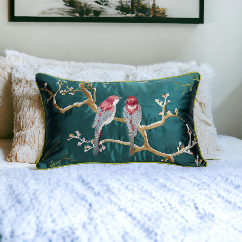  Housse de coussin en soie Bird