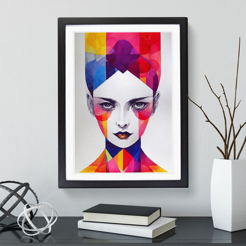 XV1022-5294X Woman Abstract No.5 - Single Picture Frame Print, Black, 46cm H x 34cm W x 2cm D