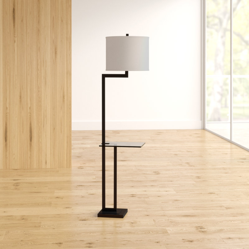Aahaan 64'' Dark Bronze Tray Table Floor Lamp